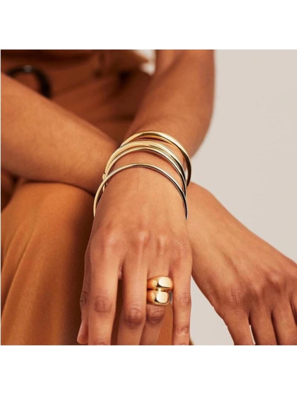 🆕 NIB 14K Gold Plated Bangles Bracelets set of 3 large big wrist extended plus